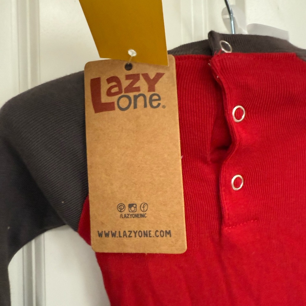 Red and Gray baby One Piece - Don't Wake the Bear - Picture 3 of 5